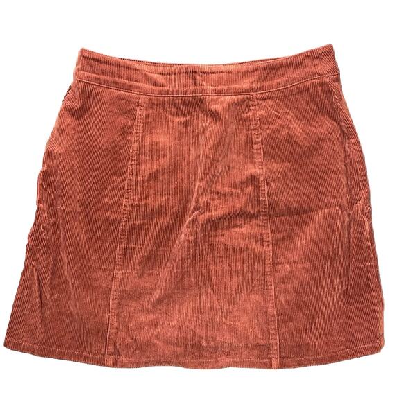 Charlotte Russe Corduroy Mini Skirt Button Front Copper Reddish Brown Size Small - Picture 5 of 6